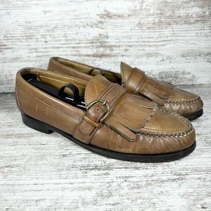 Men’s Cole Haan Brown Leather Pinch Buckle Kiltie Monk Strap Loafer Sz 9D